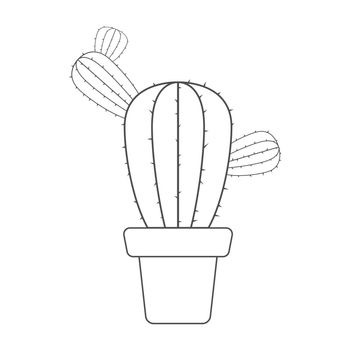 Contour silhouette of a cactus. Vector illustration for coloring books, scrapbooking, and creative design. Flat style.