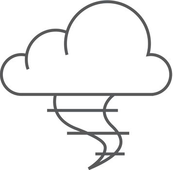 Storm icon in thin outline style. Disaster tornado nature wind weather power