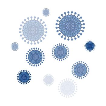 Dangerous blue round viruses with suckers. CoronaVirus. COVID-19. Vector illustration for science and medical use