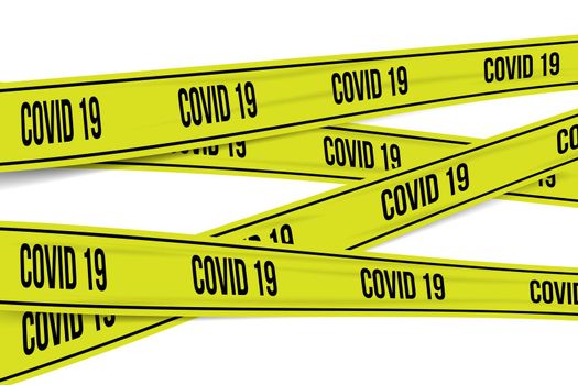 Coronavirus covid-19 or 2019-nCoV quarantine poster with yellow stripes on black background. Warning or stop corona virus concept. Lock down sign. Vector illustration