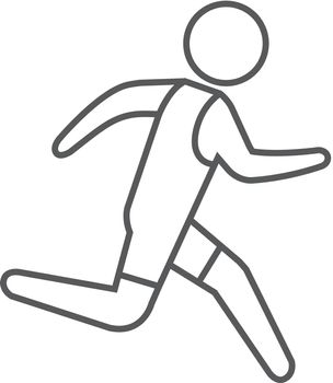Running athlete icon in thin outline style. Marathon triathlon competition Olympics Olympians sport