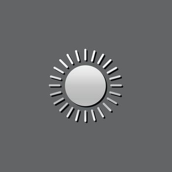 Weather forecast partly sunny icon in metallic grey color style. Meteorology overcast