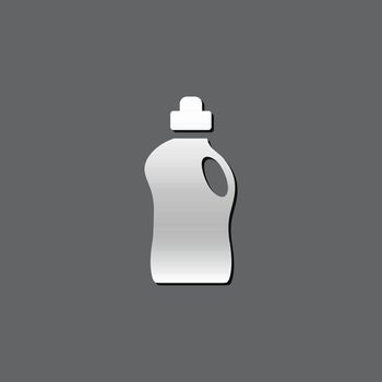 Detergent bottle icon in metallic grey color style. Laundry perfume softener