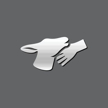 Animal care icon in metallic grey color style. Deer mammal zoo