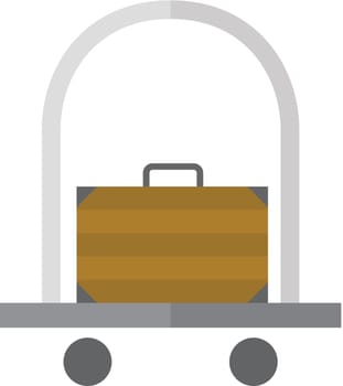 Hotel trolley icon in flat color style. Accommodation travel holiday baggage business
