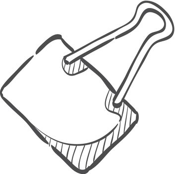 Binder clip icon in doodle sketch lines. Office supply clip paper