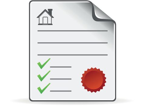Contract document icon in color. Agreement arrangement loan