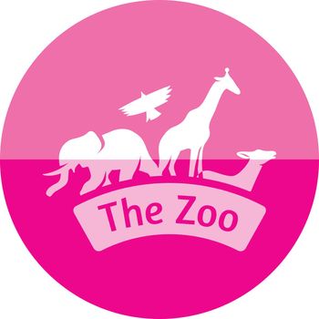 Zoo gate icon in flat color circle style. Animal jungle park safari