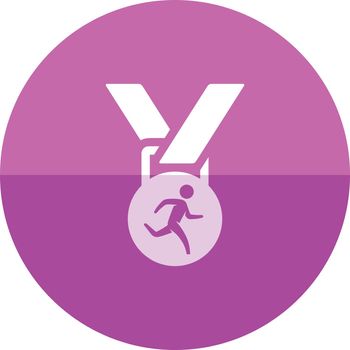 Athletic medal icon in flat color circle style. Sport sprinter triathlon marathon prize