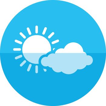 Weather forecast partly cloudy icon in flat color circle style. Meteorology overcast