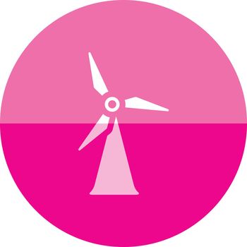 Wind turbine icon in flat color circle style. Energy renewable green environment