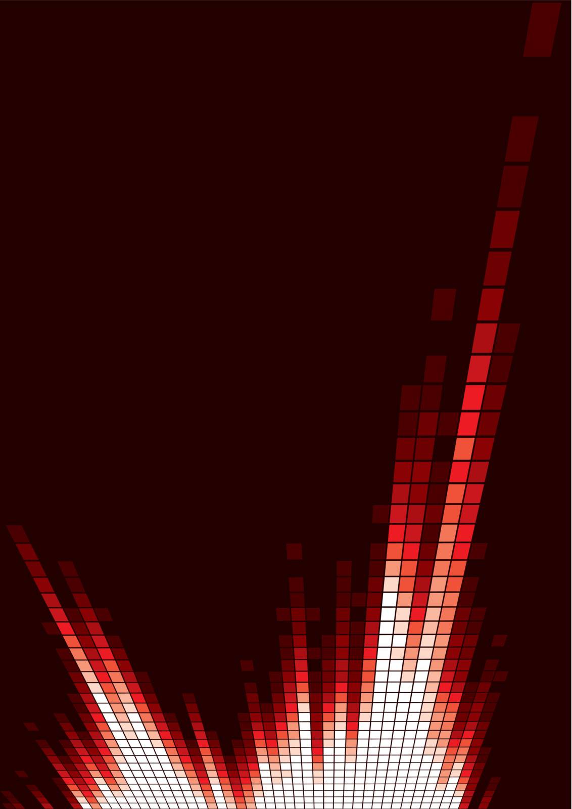 Red digital music analyzer on black background