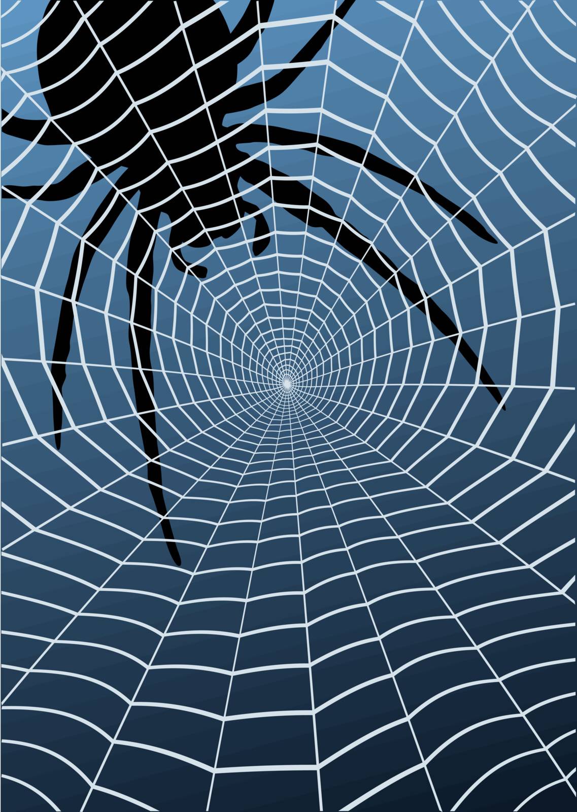 Editable vector illustration of a spider and web