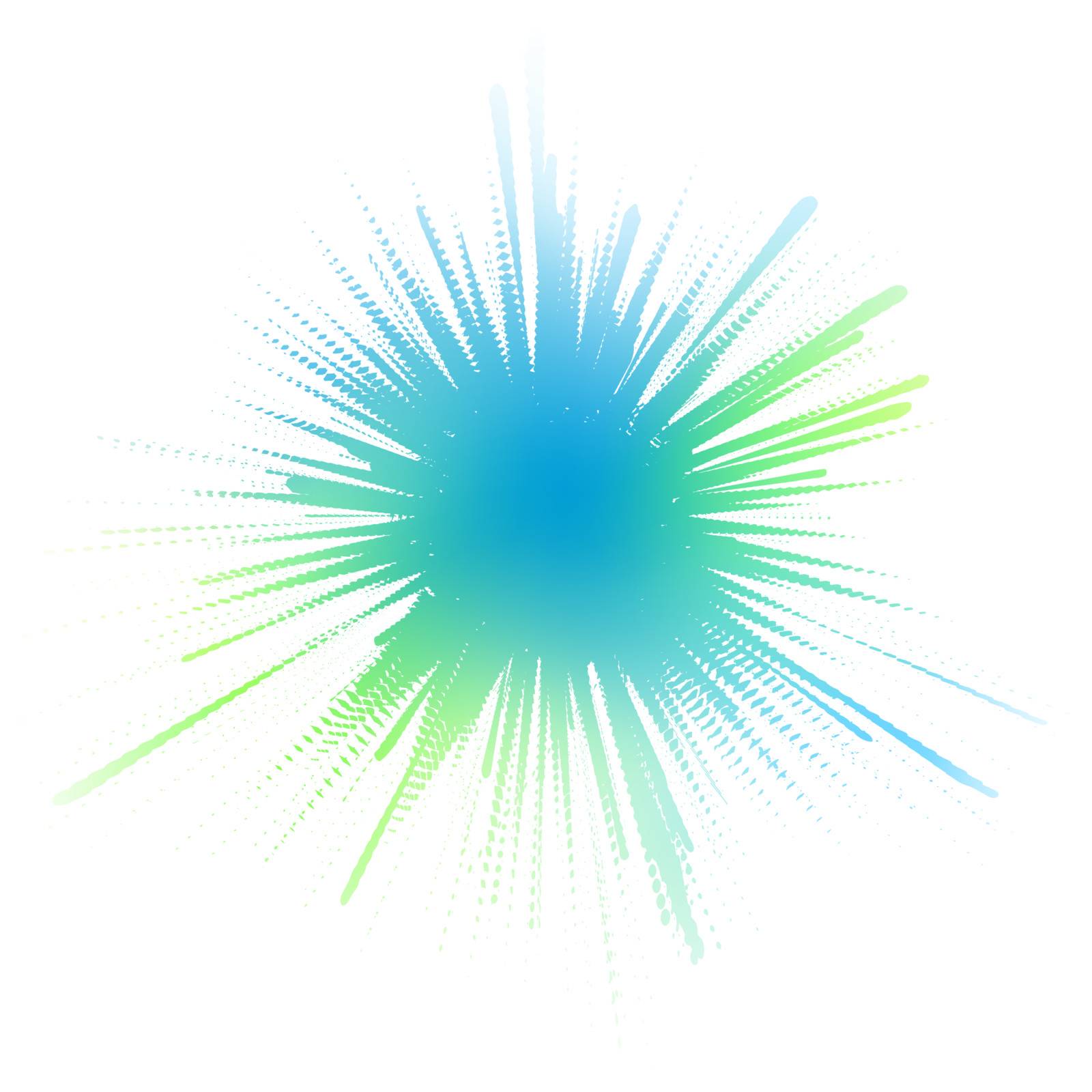 Editable vector illustration of a blue-green ink splash made by masking a background color mesh