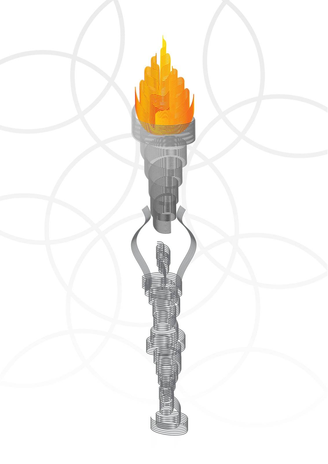 Abstract statue holding the flaming torch vector illustration