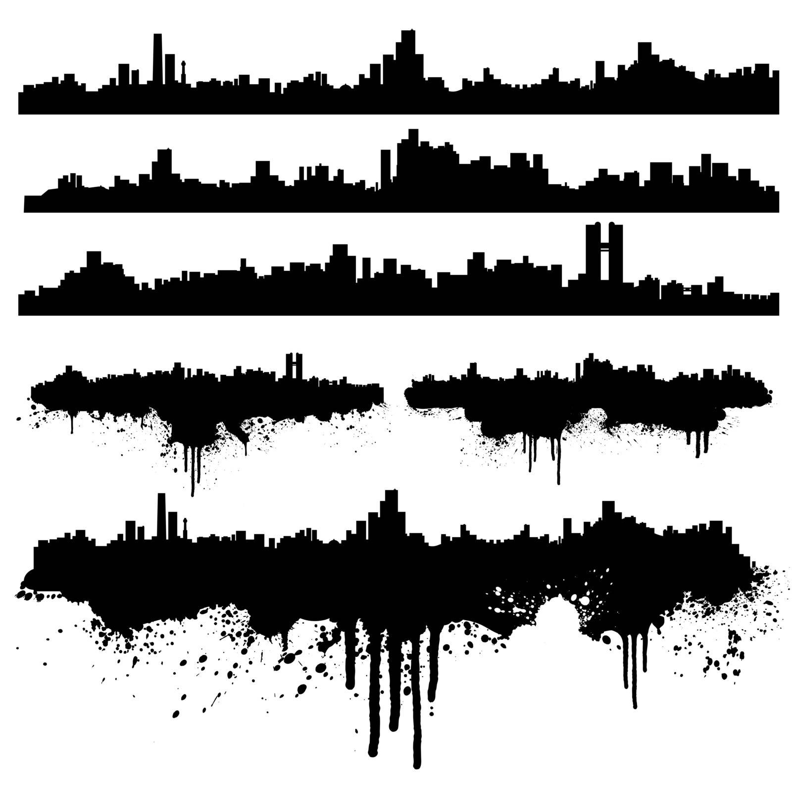 Urban skylines splatter collection by domencolja