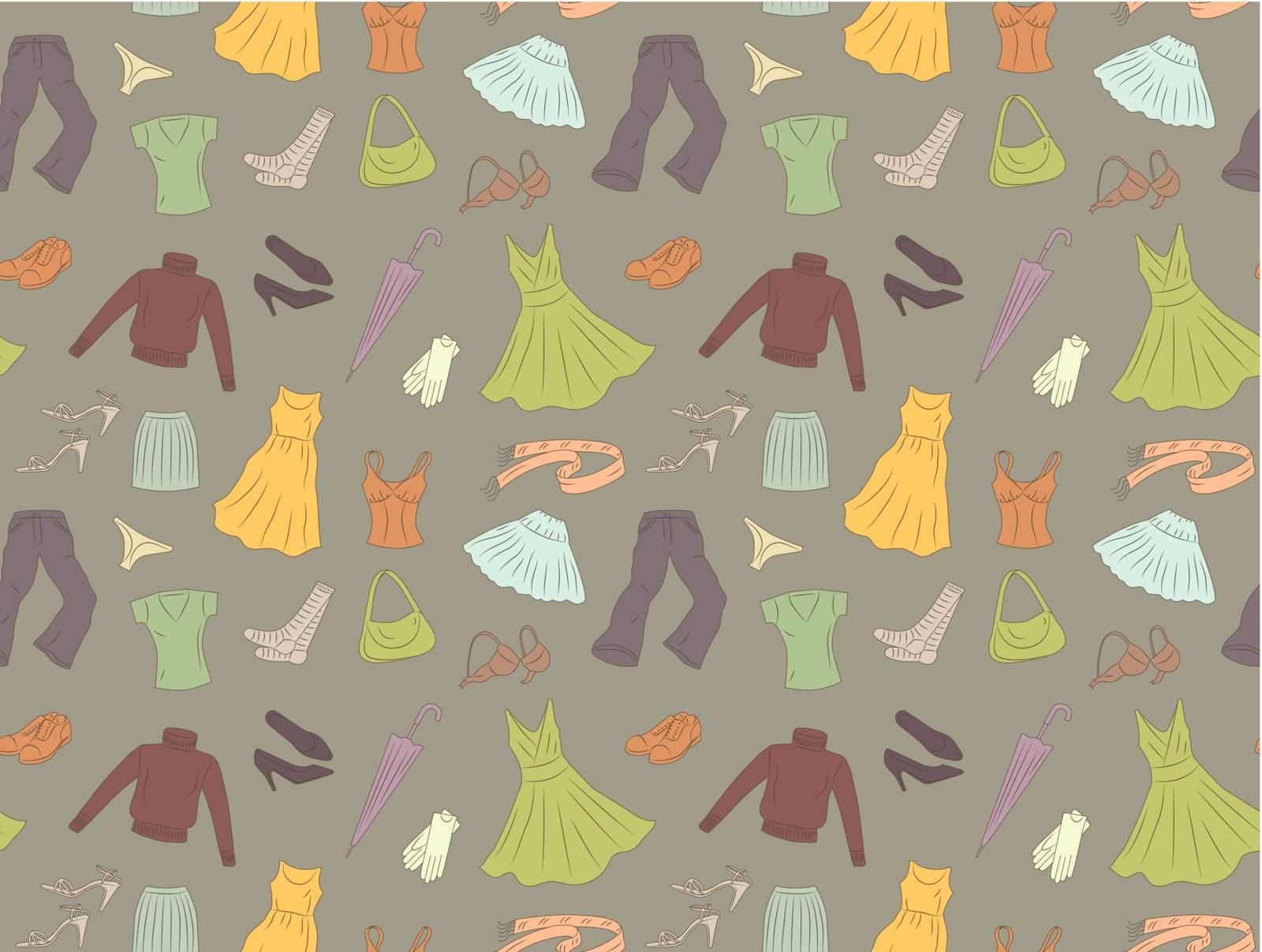 Seamless pattern of women's clothes 