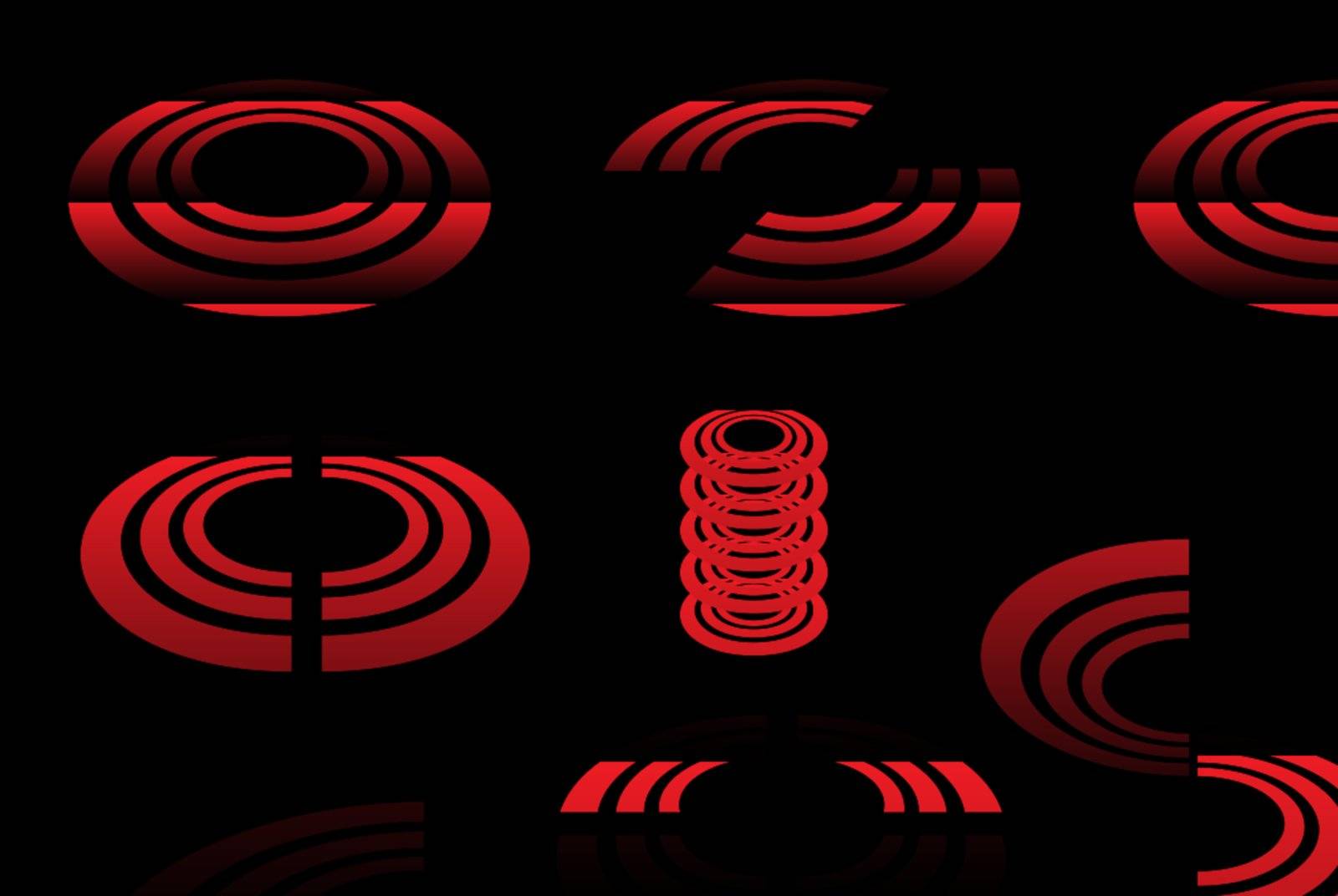 Collection of different icons in red hot colours