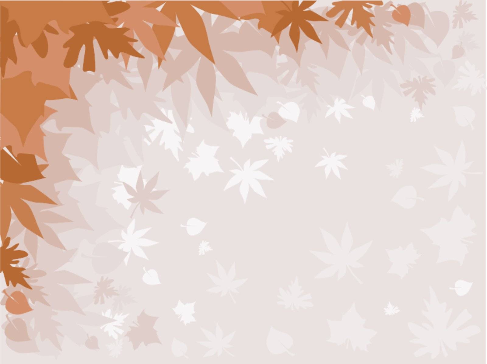 Background with autumn leaves in the fog
