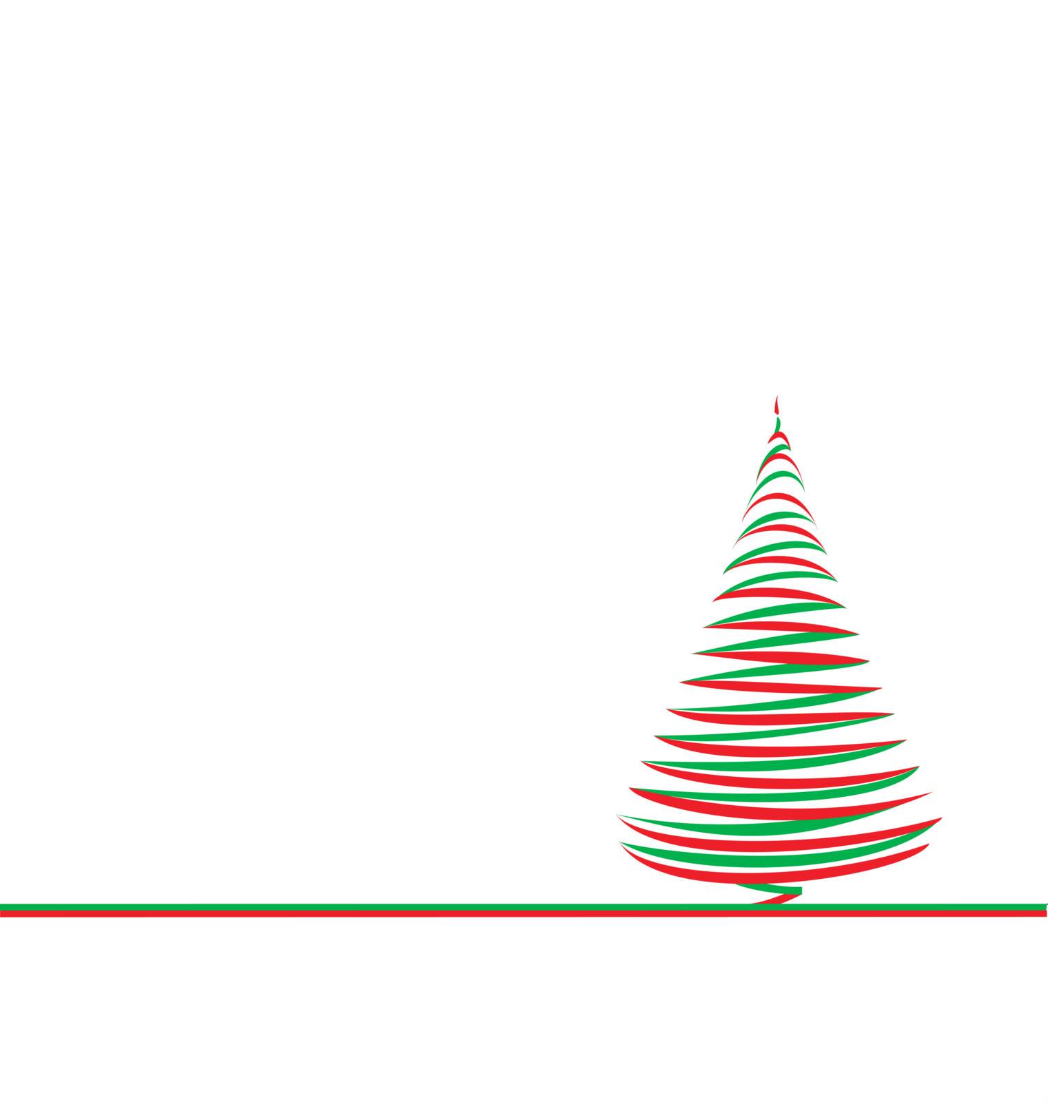 Abstract christmas tree in green and red lines