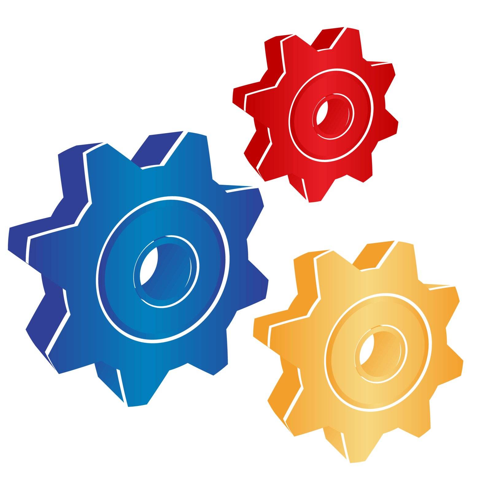 3D Gears over white background