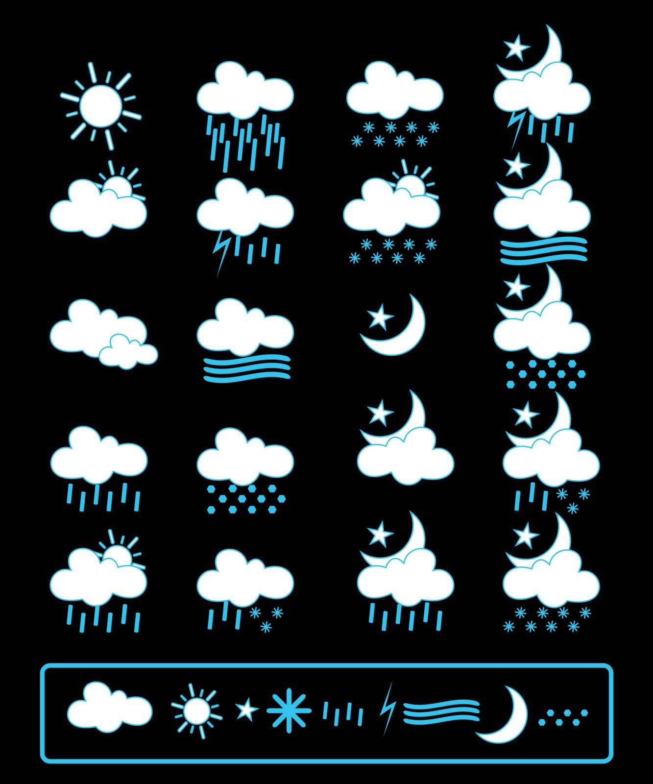Vector collection of weather icon set. Great for meteorology and nature purposes