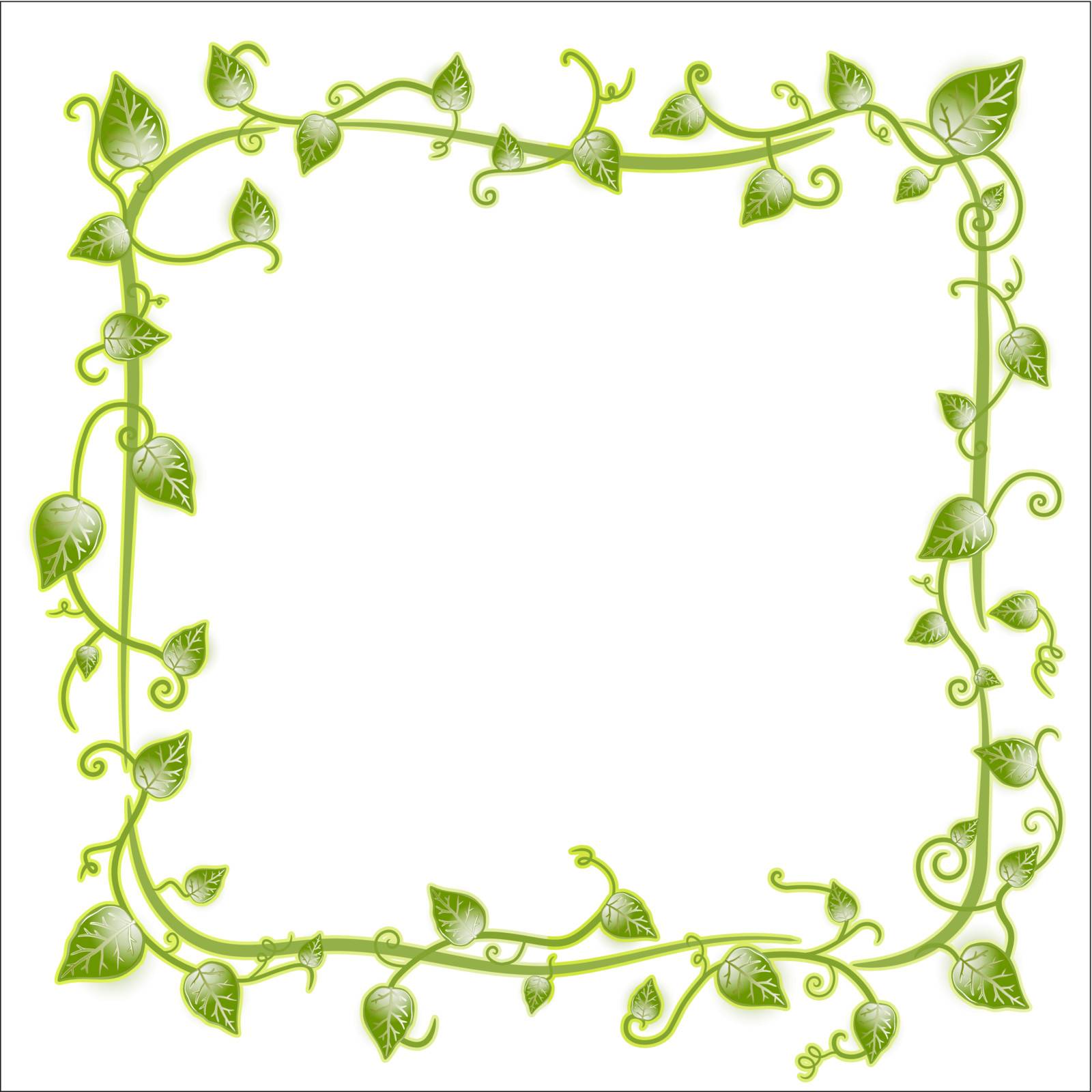 Vector illustration of a vintage floral leaf frame with modern curls and vines.