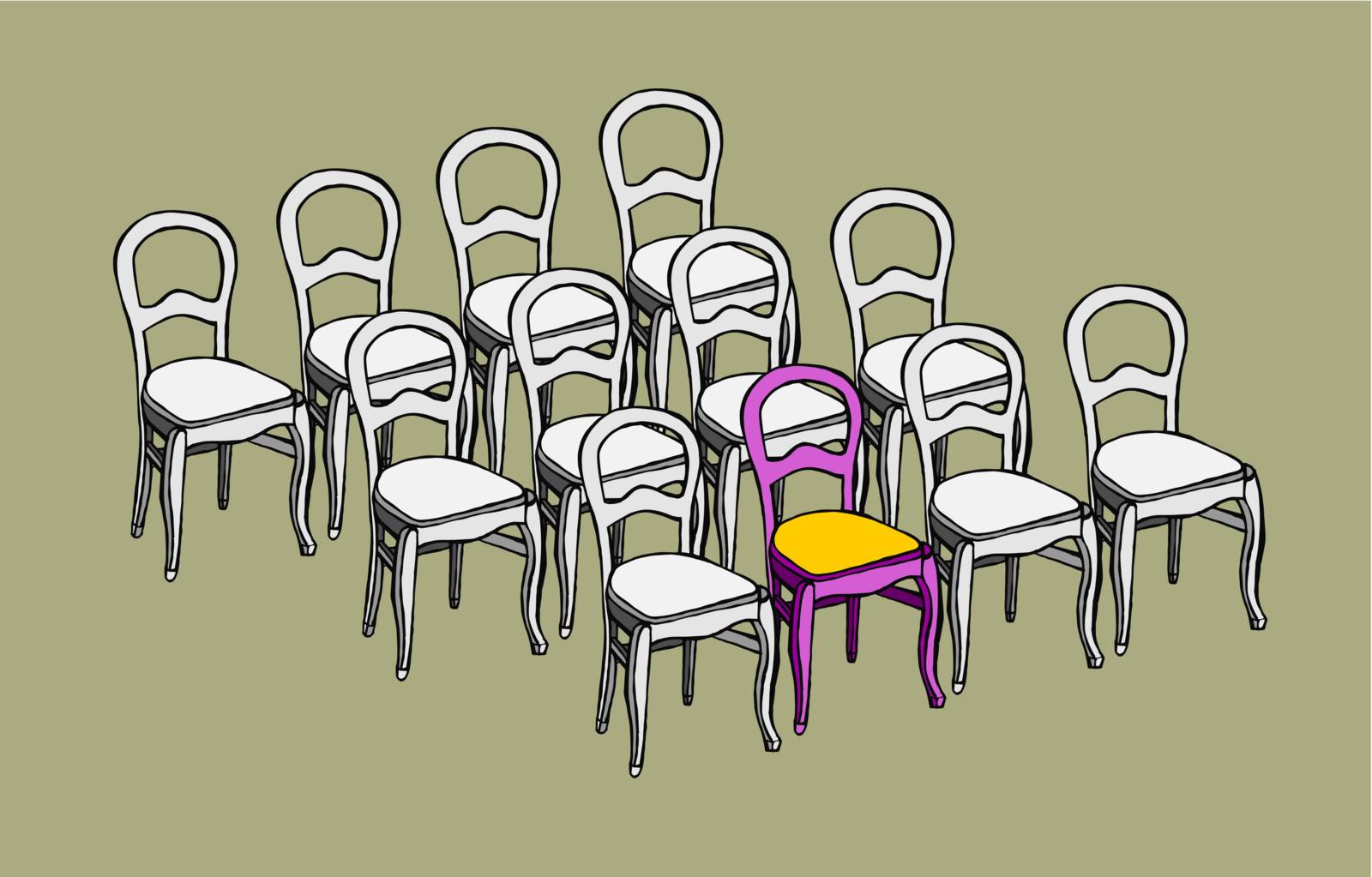 Group of identical chairs and one different