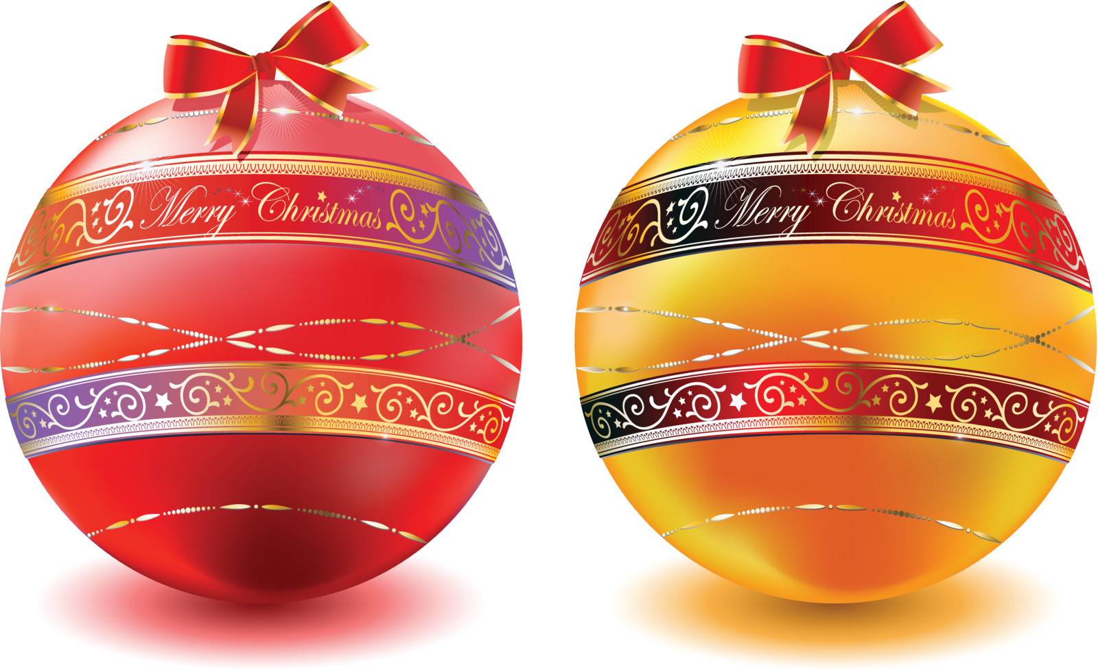 vector illustration of christmas balls with gold floral decoration