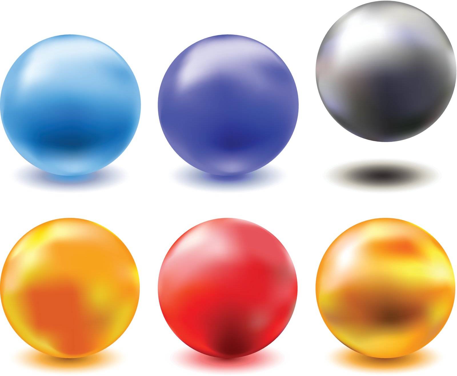 vector set of different metallic glazed spheres