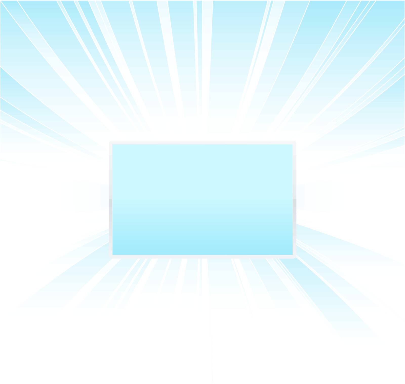 Vector illustration of a beautiful blue glowing background with central shiny board for custom elements.