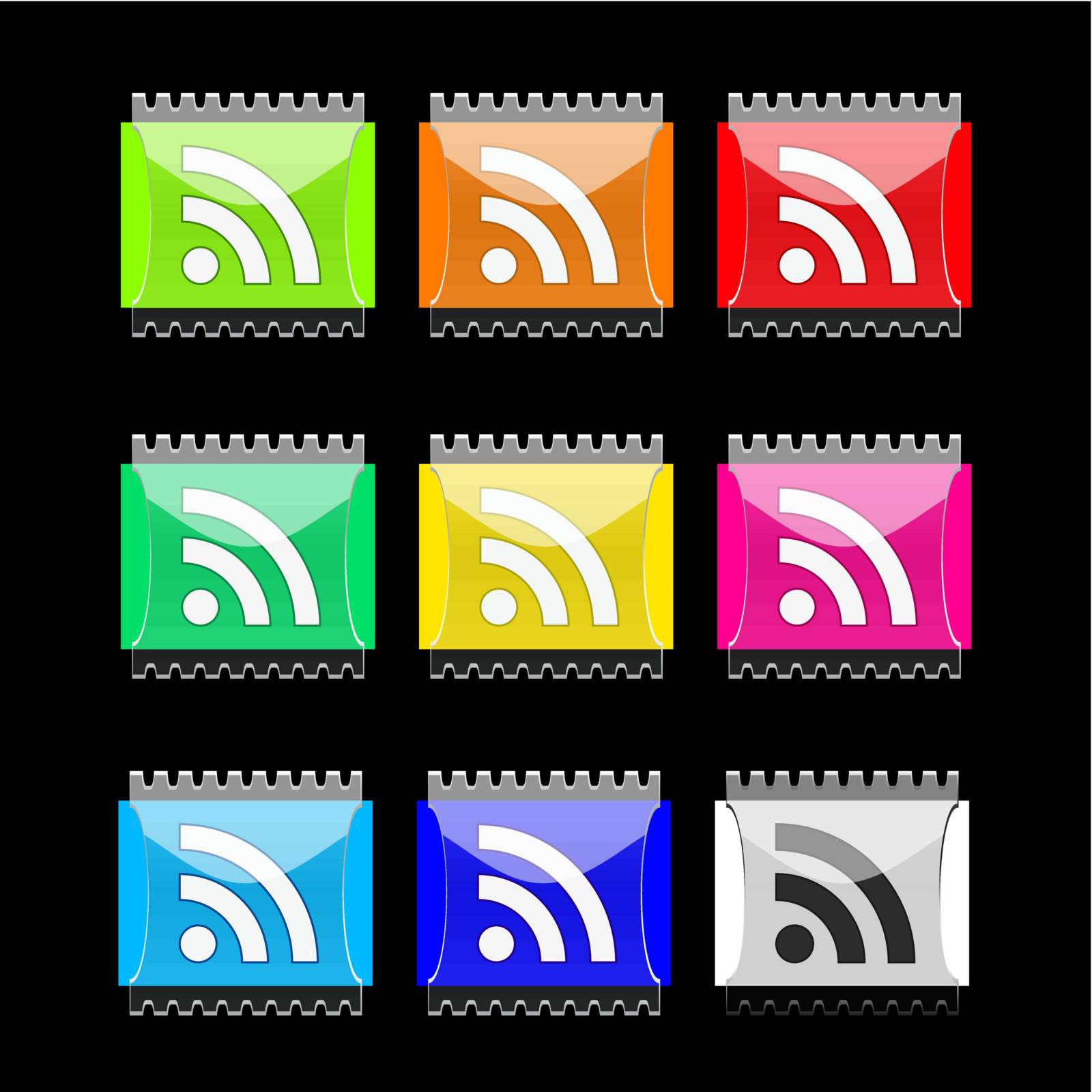 Set of RSS rectangular vector buttons EPS10