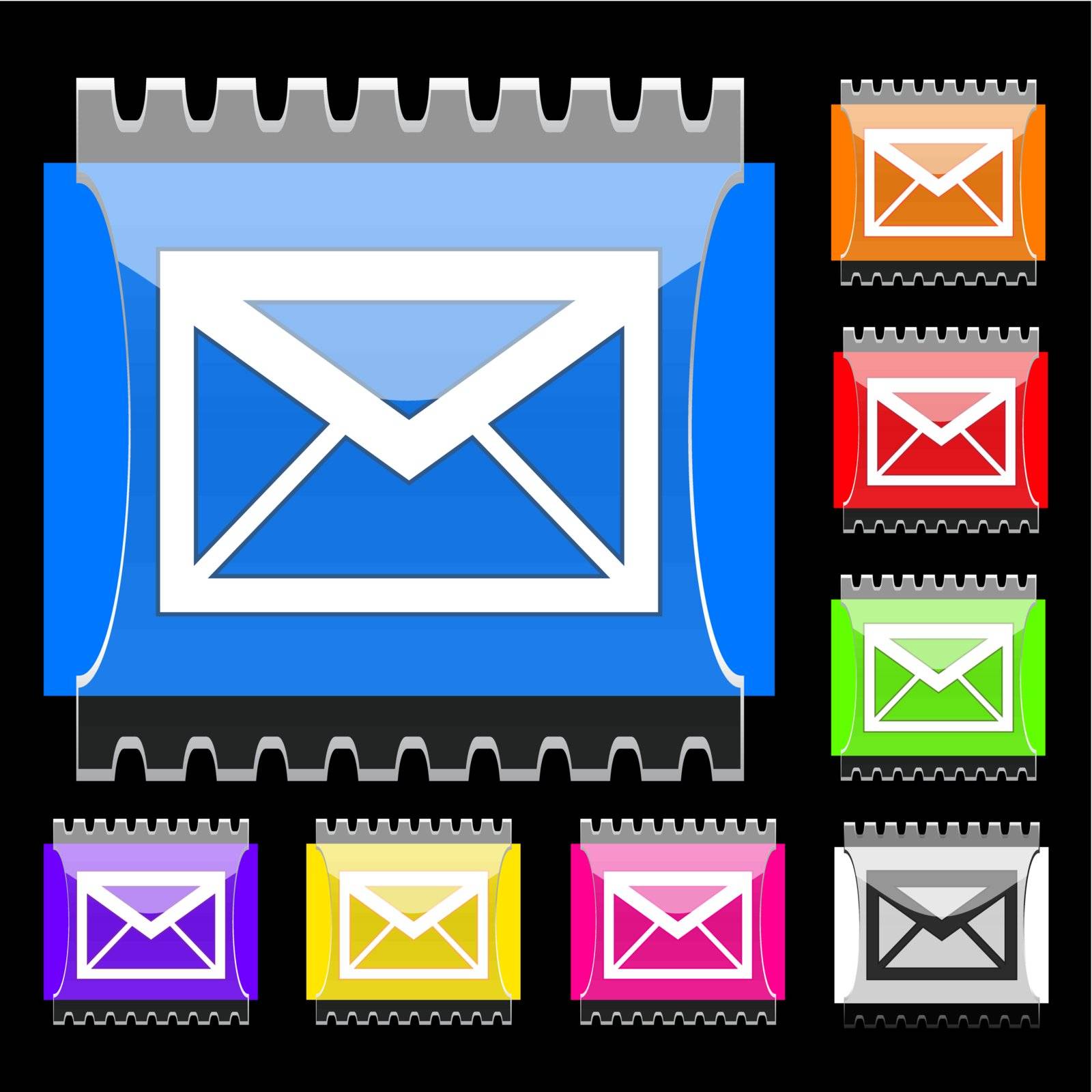 Set of rectangular vector buttons with e-mail icon. EPS10