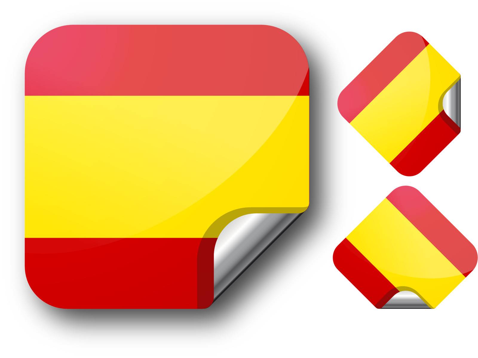 Sticker with Spain flag. Vector Illustration. EPS10