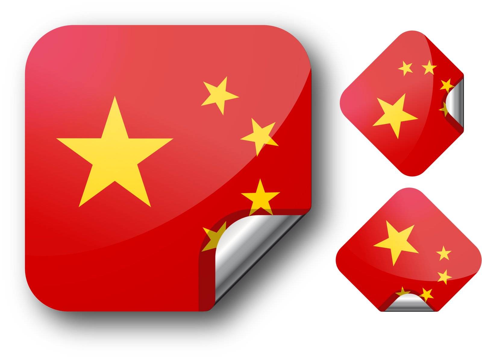 Sticker with China flag. Vector Illustration. EPS10