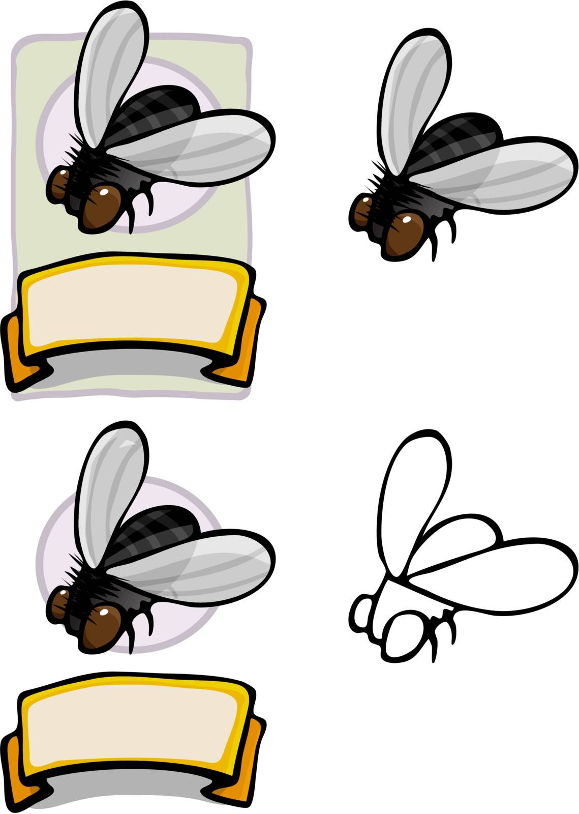 Variations of a housefly brand logo and label for all types of use.