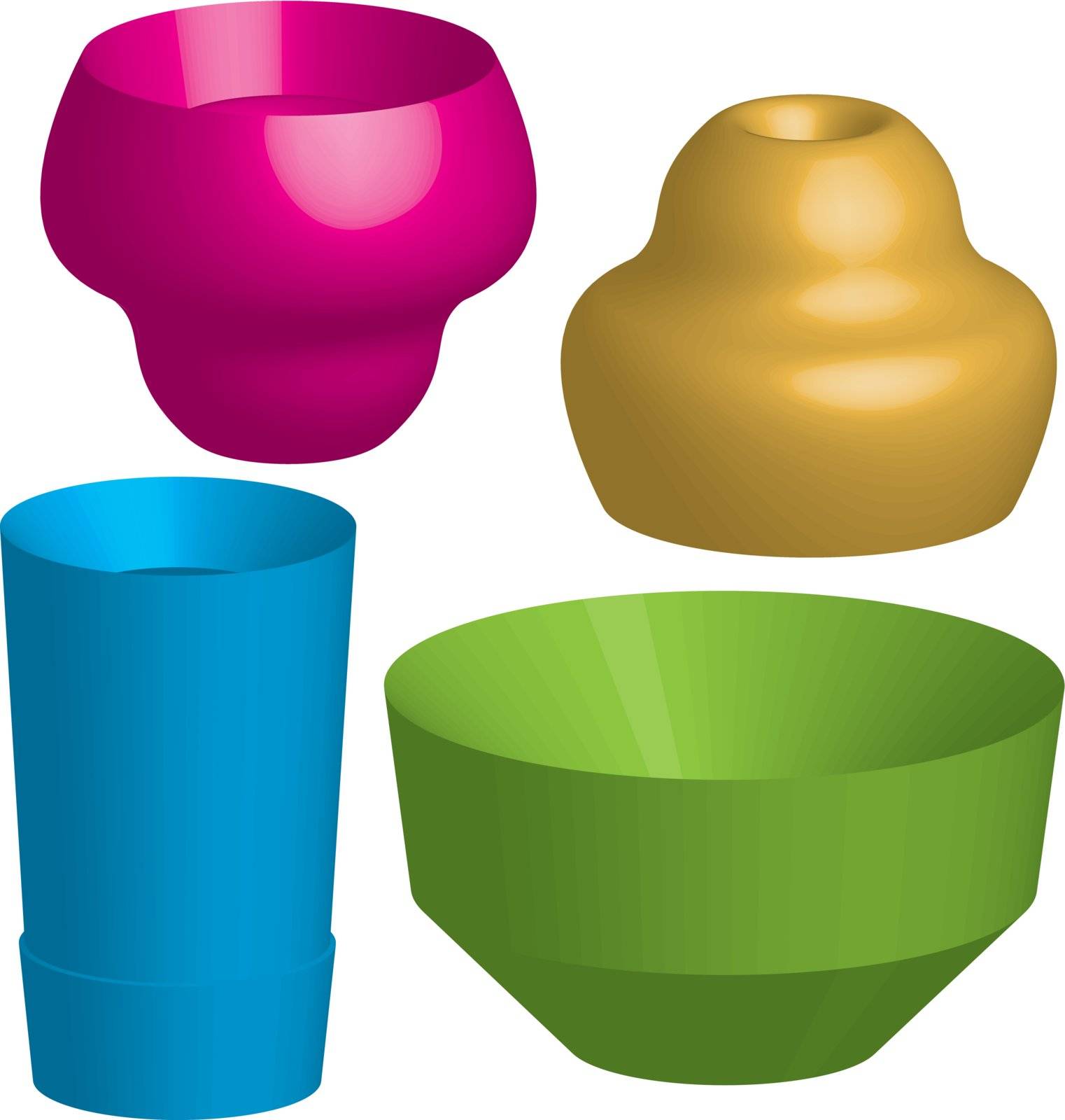 Vector Illustration of Abstract Saucer Household objects.
