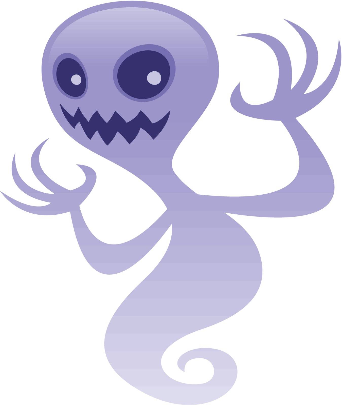 Vector cartoon illustration of a spooky ghost character with an evil grin. Great for scary Halloween designs. BOO!