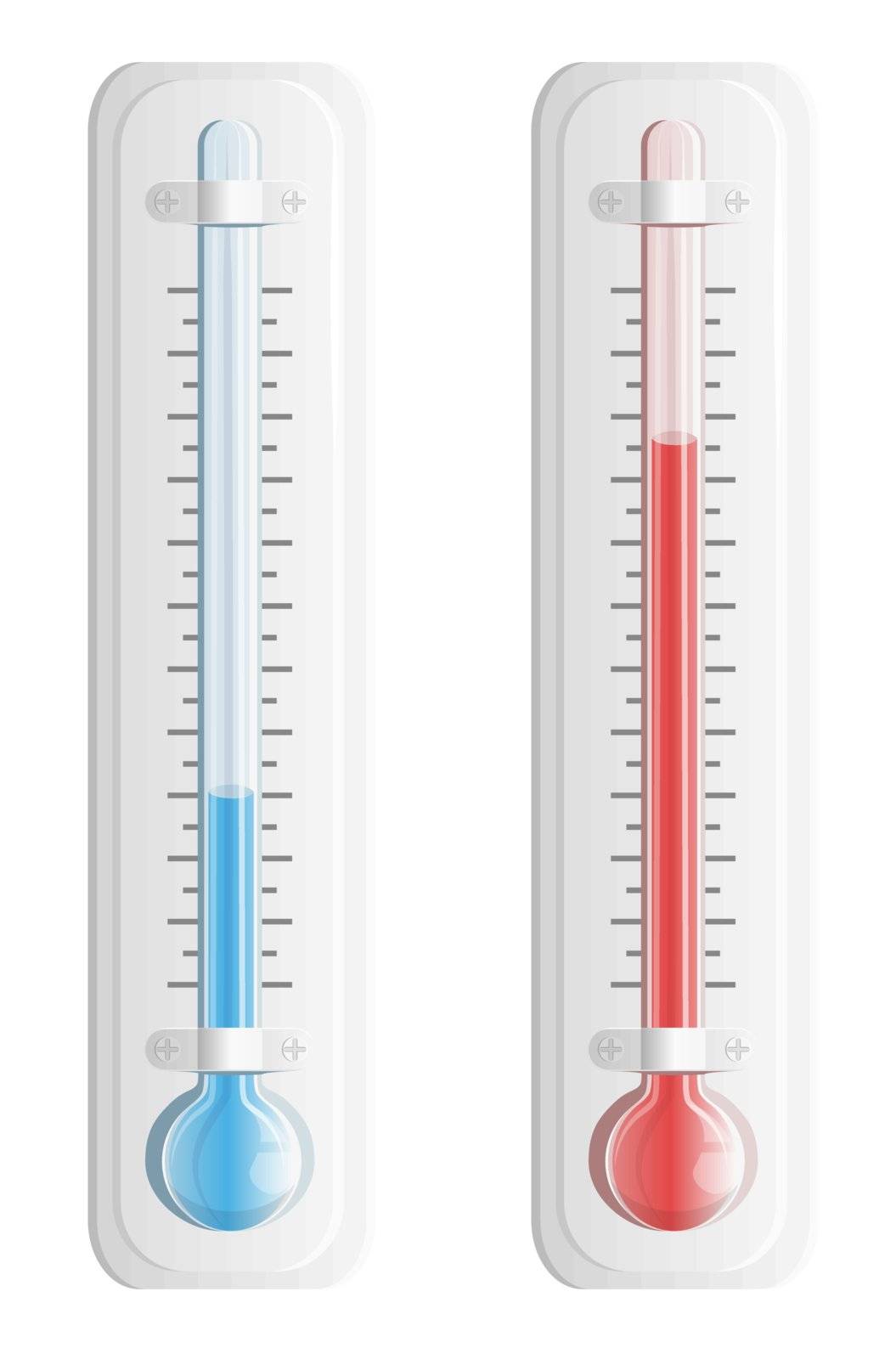 Thermometer measuring hot and cold temperature. Vector. EPS8