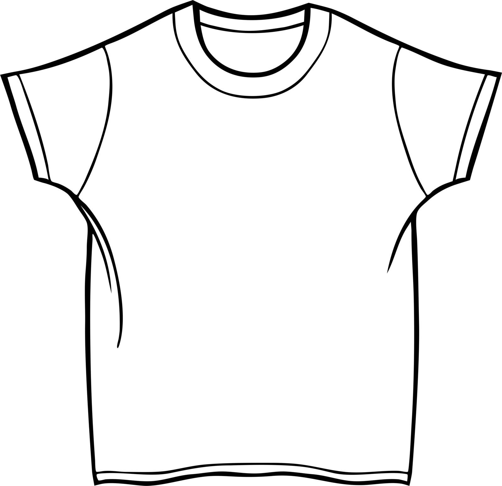 Clothing line art - t-shirt - black and white.