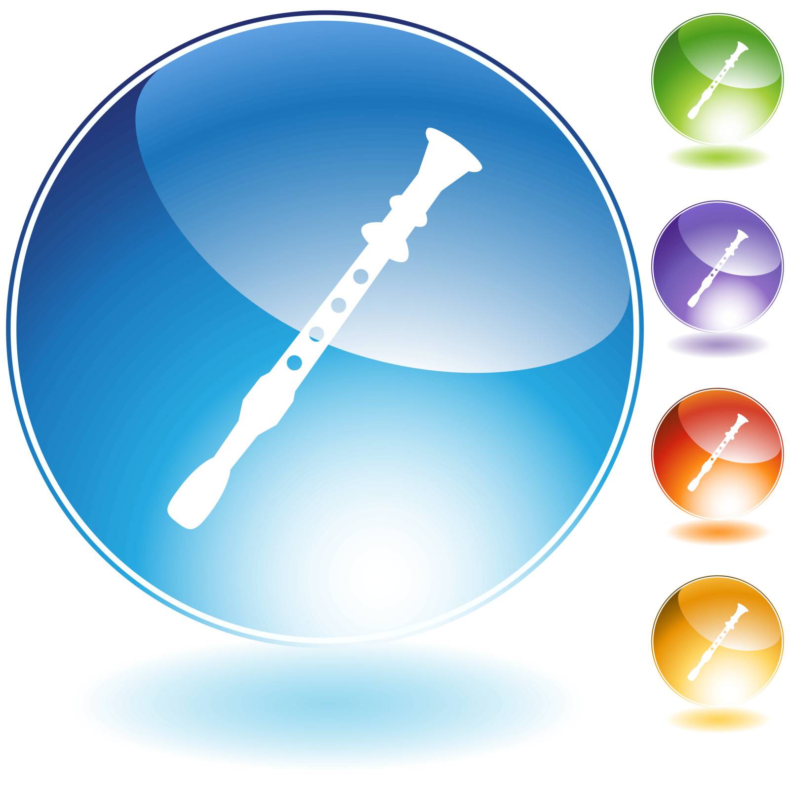 Recorder flute music instrument isolated on a white background.