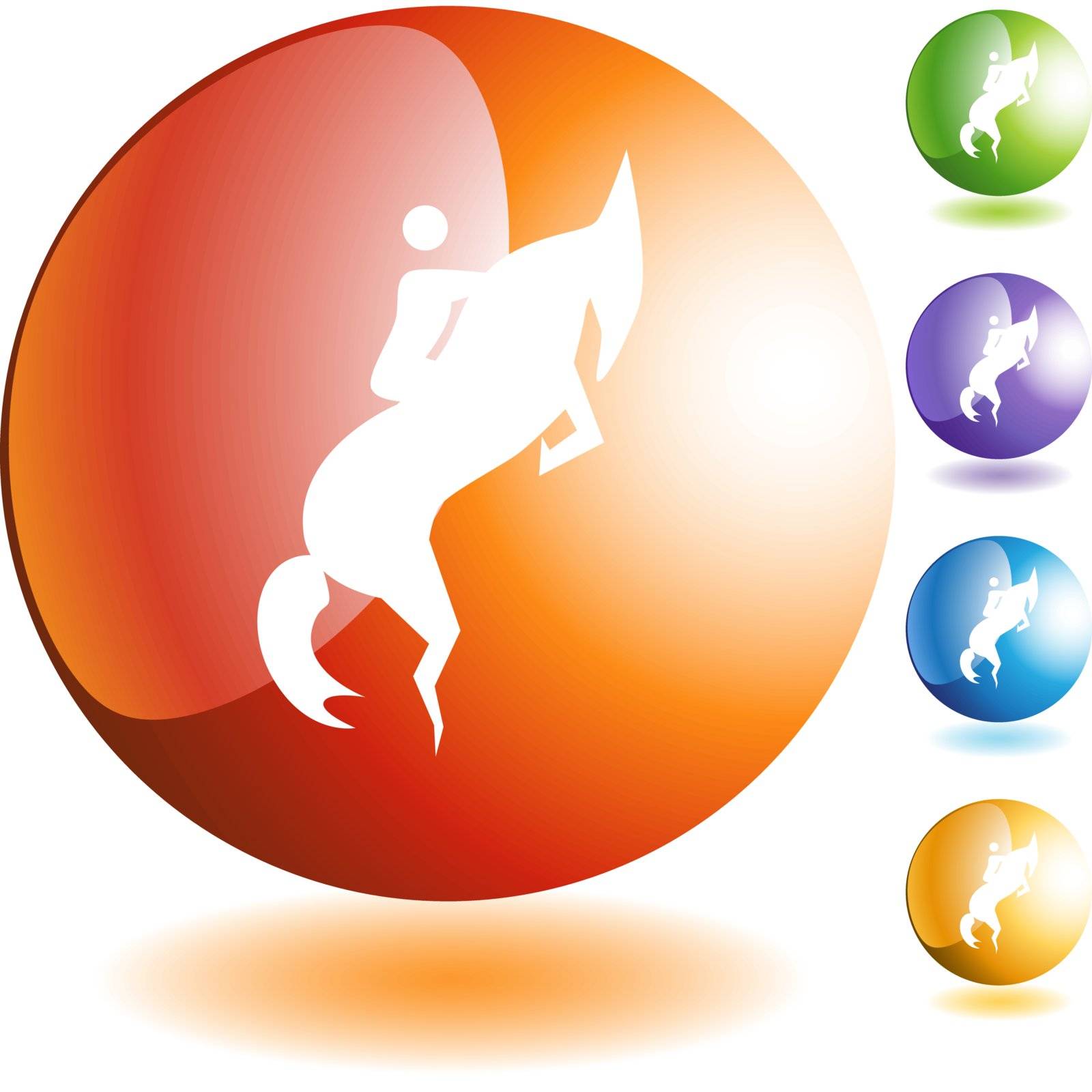 Horse jockey stick figure isolated web icon on a background.