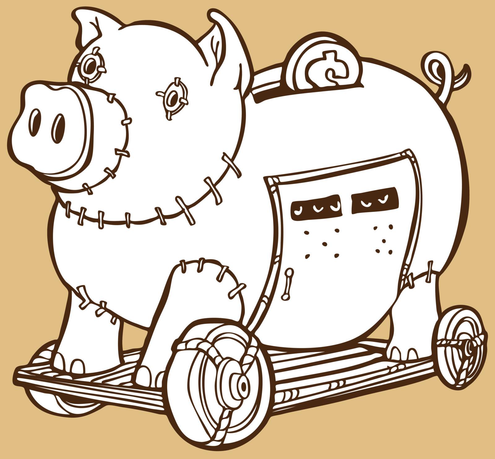 An image of a trojan horse piggy bank.