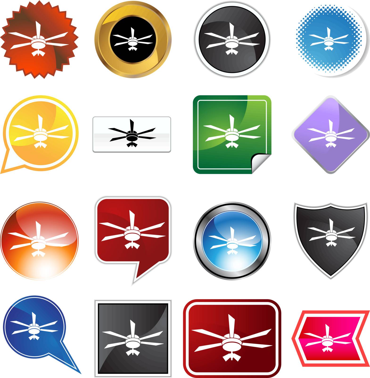 Celing fan icon set isolated on a white background.