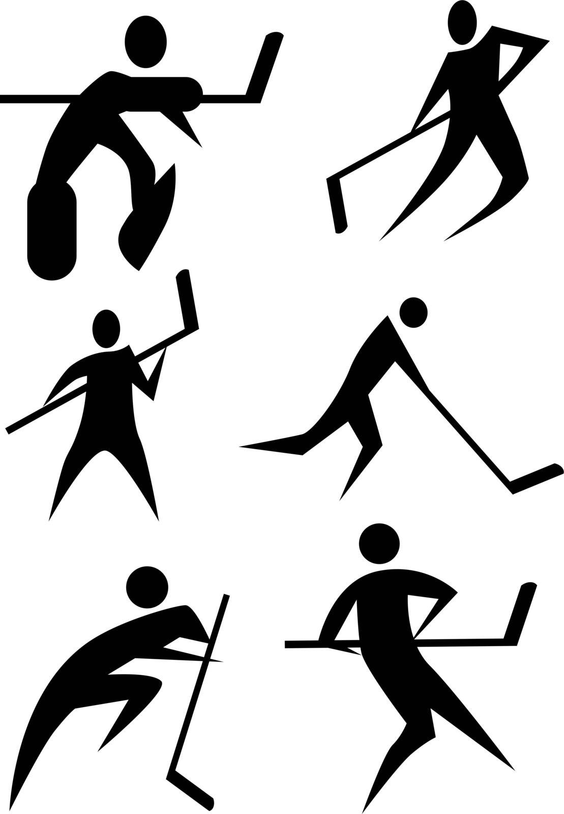 Hockey stick figure set isolated on a white background.