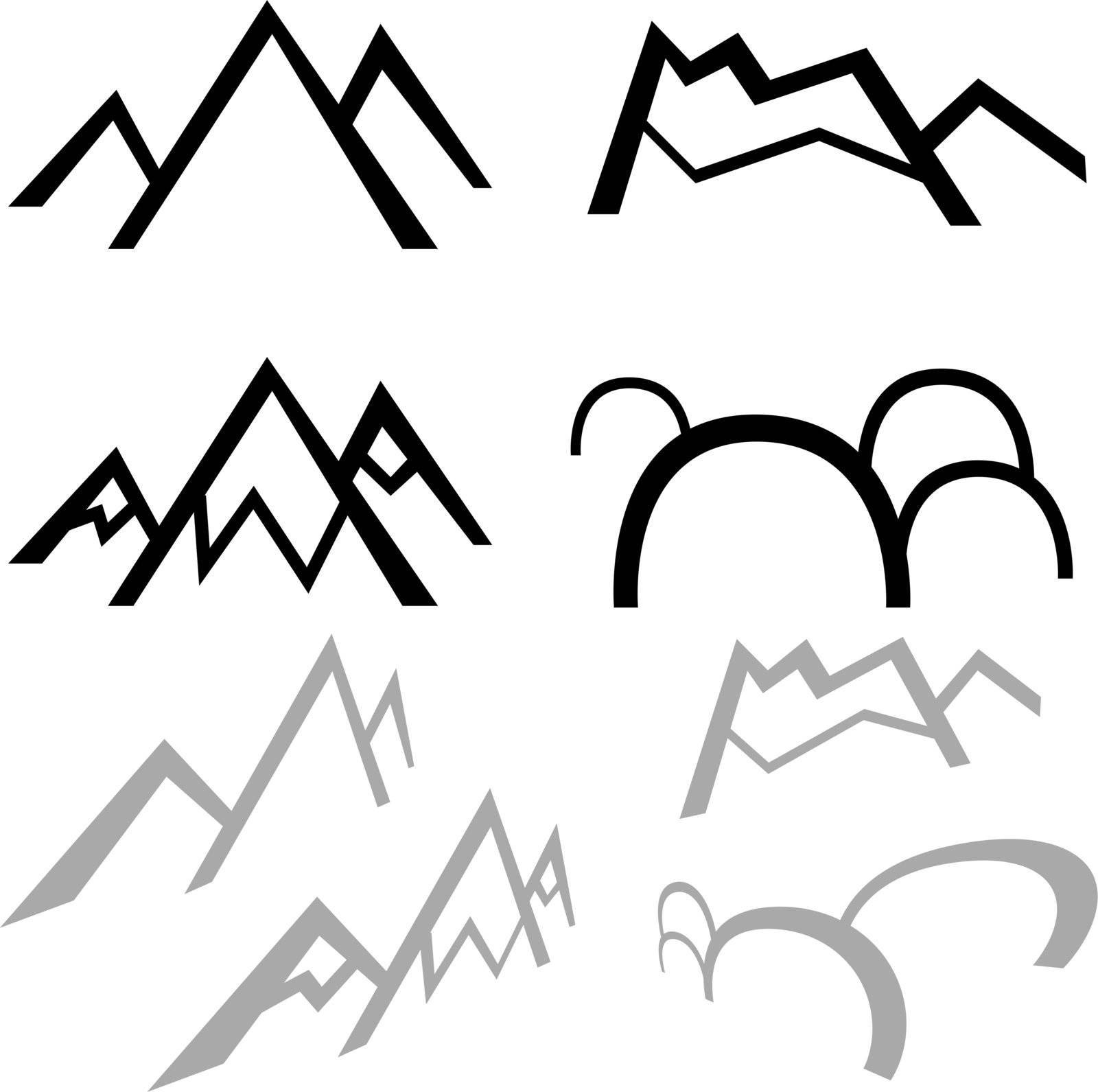 Simple mountains isolated on a white background.