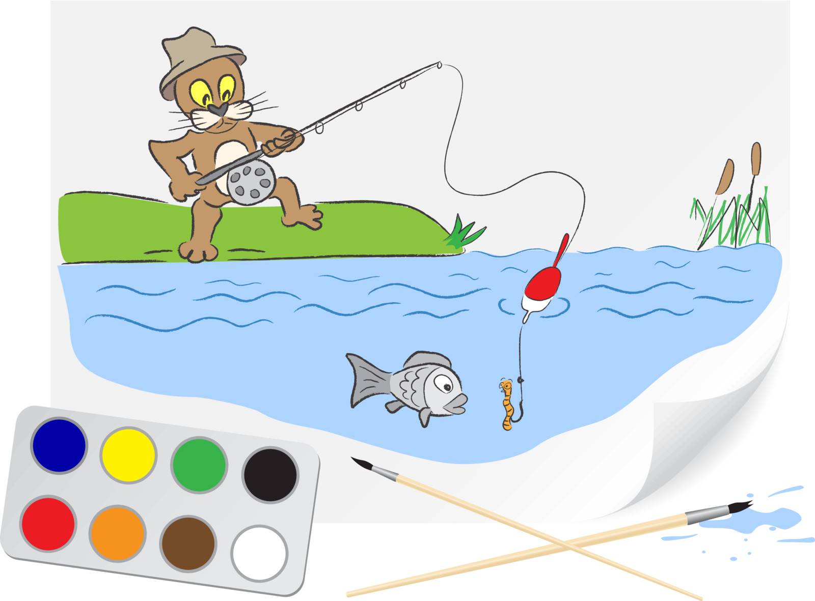 Drawing fishing by romvo