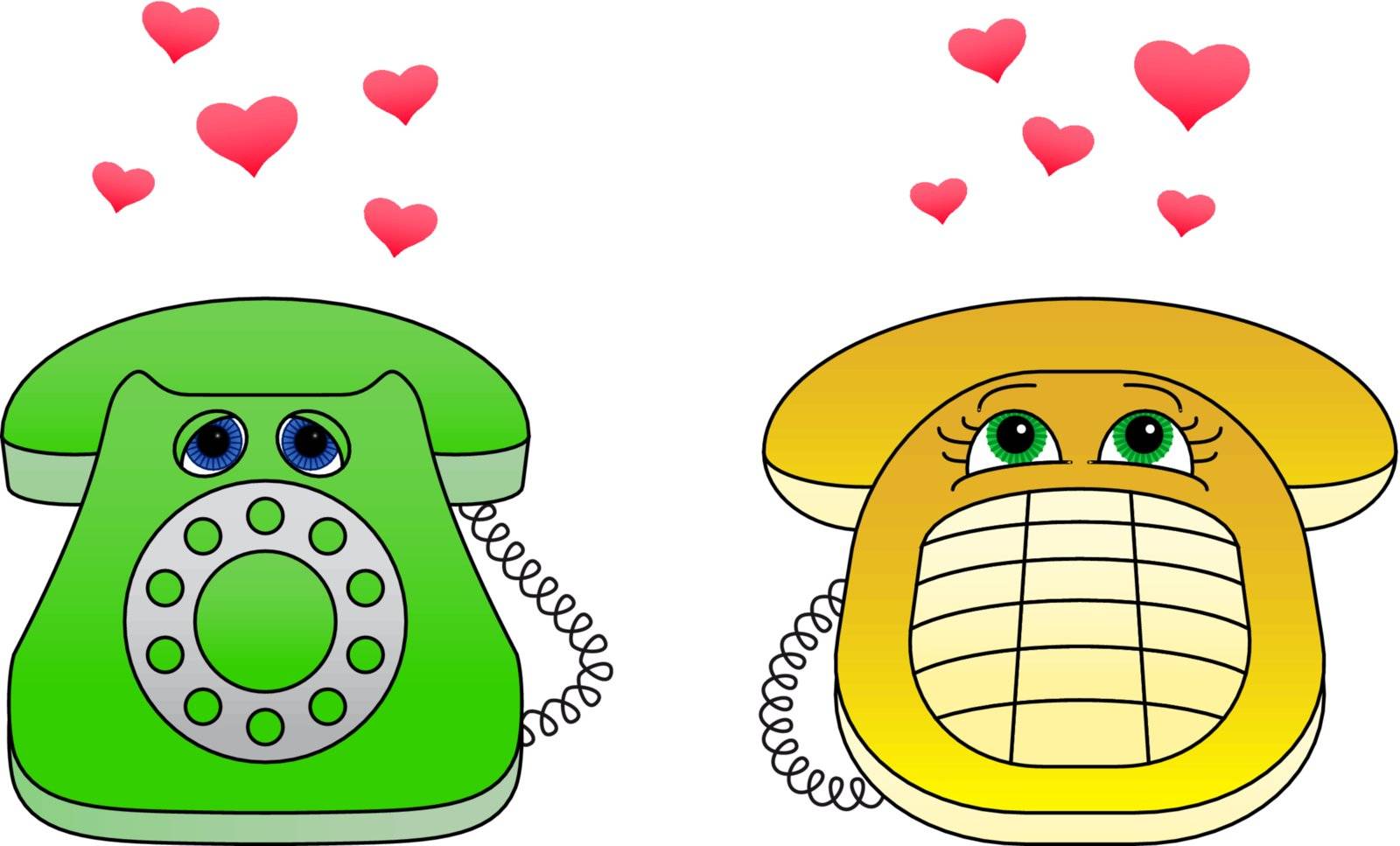 Isolated desktop phones, enamoured each other, communicate calls