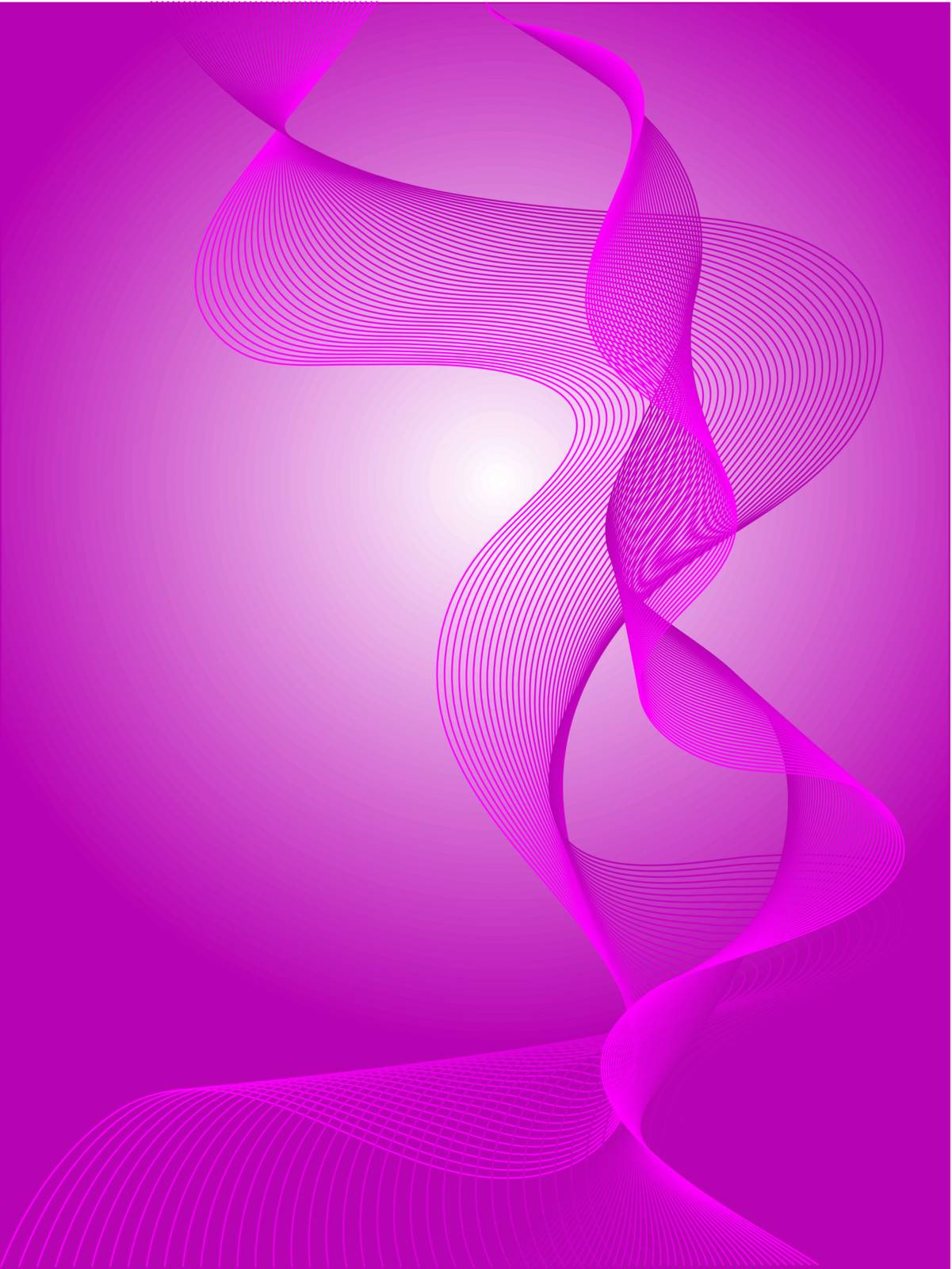 A mauve abstract vector background with a wave effect and centre highlight with room for text