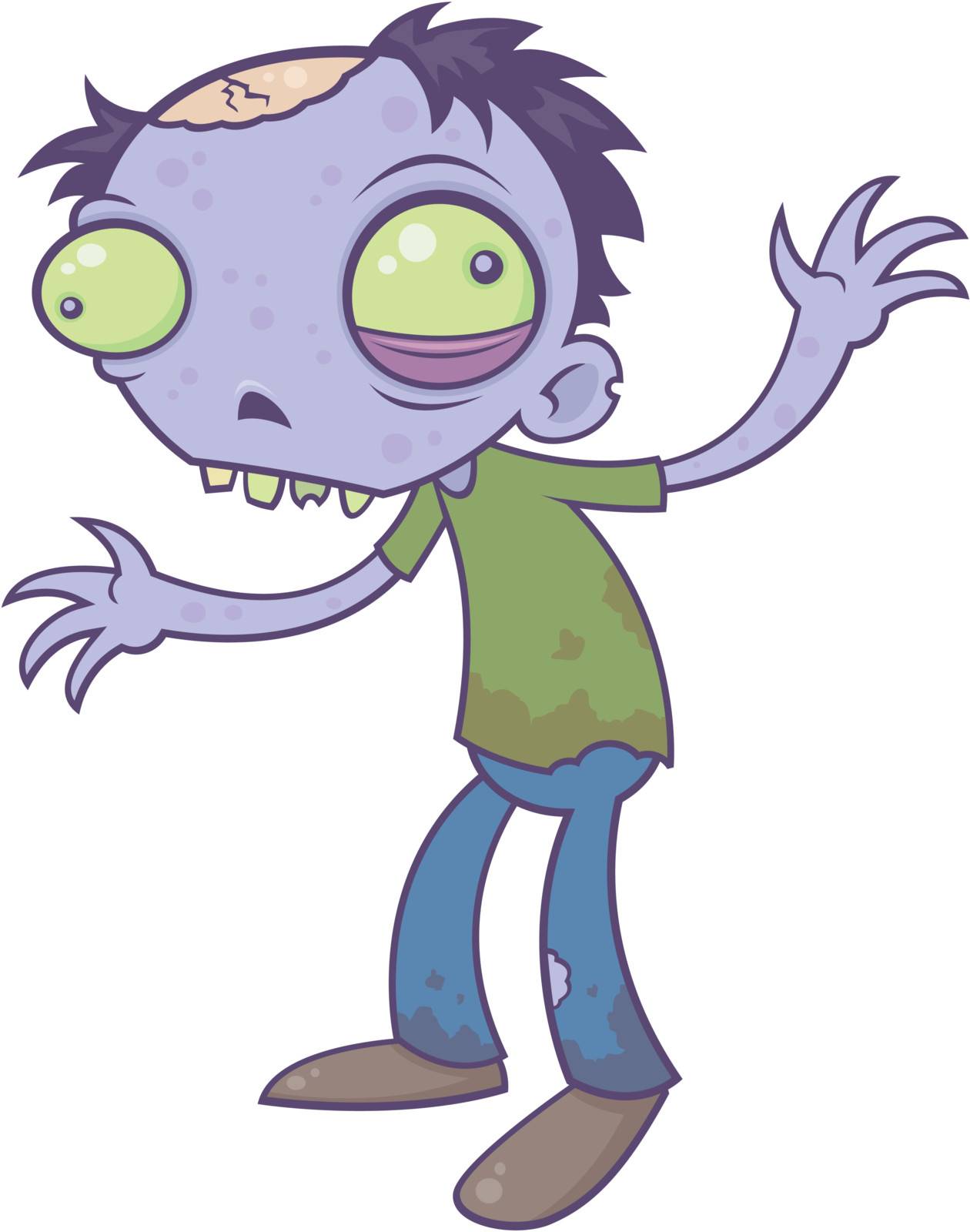 Vector cartoon illustration of a zombie. Great character for Halloween or any horror related themes.